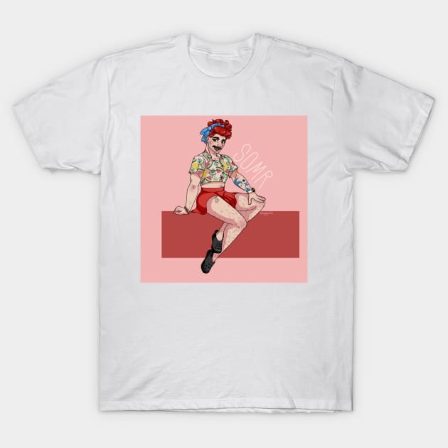 Pin-Up Girl Julien (Somr) T-Shirt by ThreeEyedDogArt